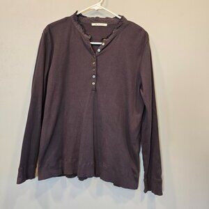 Pual Ce Cin Shirt Long Sleeve Gray Ribbed Womens